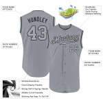 Custom Authentic Graues ärmelloses Baseball-Trikot Grau-Schwarz Custom Authentic Graues ärmelloses Baseball-Trikot Grau-Schwarz