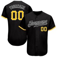 Benutzerdefiniertes schwarzes Baseball-Trikot in Gold-Weiß