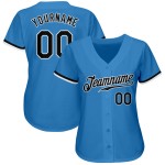Baseball Jersey Puderblau Schwarz-Weiß Custom Authentic