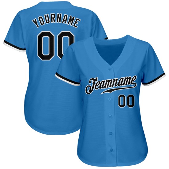 Baseball Jersey Puderblau Schwarz-Weiß Custom Authentic