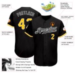 Benutzerdefiniertes schwarzes Baseball-Trikot in Gold-Weiß