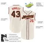 Authentisches cremefarbenes, ärmelloses schwarz-rotes Baseball-Trikot nach Maß
