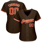 Benutzerdefiniertes Orange-Weiß Baseball Jersey Authentic Braun