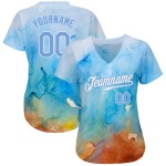 Hellblau-Weißes Jersey Authentic Tie Dye Custom Baseball 3D