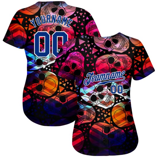 Muster Jersey 3D Custom Authentic Halloween Baseball Totenköpfe
