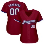 Weiß-Royal Custom Authentic Jersey Baseball Crimson