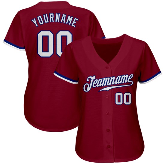 Weiß-Royal Custom Authentic Jersey Baseball Crimson