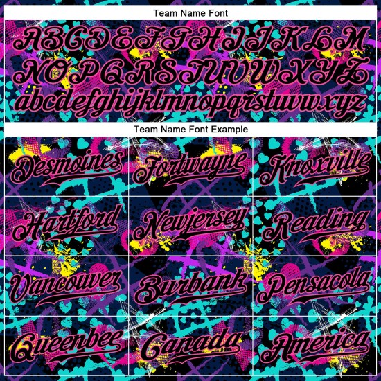 Schwarz-Rosa Custom Stars Baseball Authentisches Muster 3D Jersey Geometrische Kreative Figuren Herzen