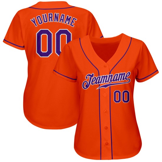 Authentisches Baseball-Trikot Lila-Weiß Orange Custom Authentisches Baseball-Trikot Lila-Weiß Orange Custom