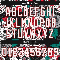 Cropped V-Ausschnitt Muster Baseball 3D Jersey Custom Damen Graffiti Weiß-Rot Fashion Skull Cropped V-Ausschnitt Muster Baseball 3D Jersey Custom Damen Graffiti Weiß-Rot Fashion Skull