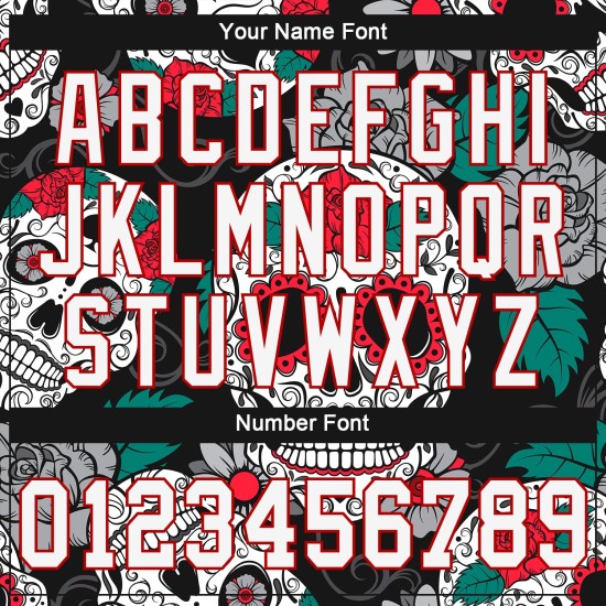 Cropped V-Ausschnitt Muster Baseball 3D Jersey Custom Damen Graffiti Weiß-Rot Fashion Skull