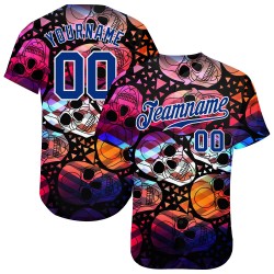 Muster Jersey 3D Custom Authentic Halloween Baseball Totenköpfe