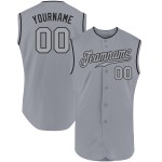Custom Authentic Graues ärmelloses Baseball-Trikot Grau-Schwarz Custom Authentic Graues ärmelloses Baseball-Trikot Grau-Schwarz