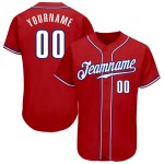 Baseball Trikot Custom Authentic Weiß-Royalrot
