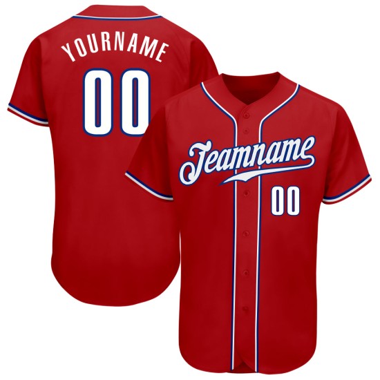 Baseball Trikot Custom Authentic Weiß-Royalrot