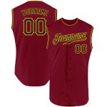 Benutzerdefiniertes ärmelloses authentisches karmesinrotes schwarz-goldenes Baseballtrikot