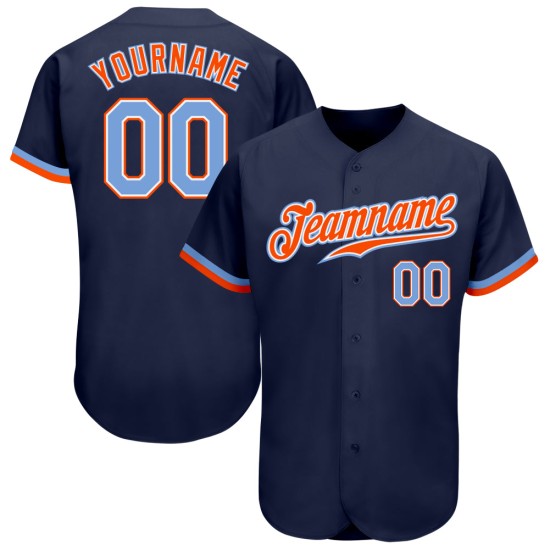 Navy Custom Authentic Jersey Powder Baseball Blau-Orange