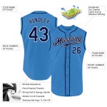 Custom Baseball Blau Marine-Weiß Authentic Powder Jersey Ärmellos