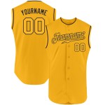 Authentisches Gold-Schwarzes Baseball-Trikot, ärmellos, goldfarben Authentisches Gold-Schwarzes Baseball-Trikot, ärmellos, goldfarben