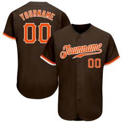 Benutzerdefiniertes Orange-Weiß Baseball Jersey Authentic Braun