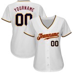 Weißes authentisches Baseball-Trikot, Marineblau-Gold Weißes authentisches Baseball-Trikot, Marineblau-Gold