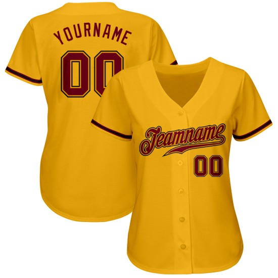 Baseball Gold Crimson-Schwarz Authentic Custom Jersey