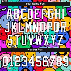 Damen Cropped Weiß-Schwarz V-Ausschnitt 3D Jersey Custom Baseball Bunte Emoji Damen Cropped Weiß-Schwarz V-Ausschnitt 3D Jersey Custom Baseball Bunte Emoji