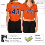 V-Ausschnitt Orange Cropped Baseball Custom Royal-White Jersey Damen